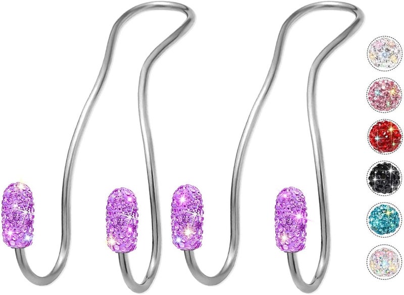 MTGOCHA Car Headrest Hooks Car Purse Hook(2 Pack),Bling Car Bag Hooks, Car Hook for Purses and Bags Cute Metal Car Purse Holder Hook, Bling Car Accessories for Women, Light Purple - Image 1